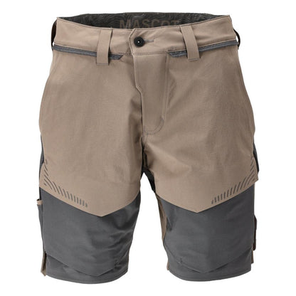 Shorts, stretch, lichtgewicht shorts, donker zandbeige/antracietgrijs