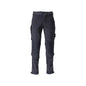 Broek, kniezakken, duurzaam, stretchbroek, zwart-blauw
