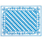 De Dunicel placemats 30x40 cm Bayer Raute van Duni GmbH tonen een blauw-wit ruitpatroon met blauwe bloemen en bladeren op een witte achtergrond - perfect voor elegante gelegenheden. Verpakking van 100 stuks.