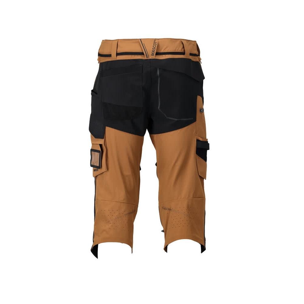 Driekwartbroek, kniezakken, stretch driekwartbroek, notenbruin/zwart
