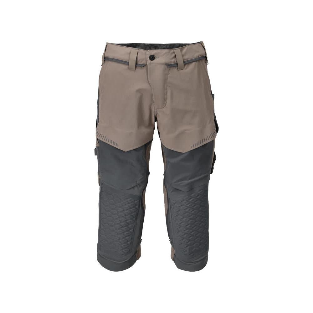 Driekwartbroek, kniezakken, stretch driekwartbroek, donker zandbeige/antracietgrijs