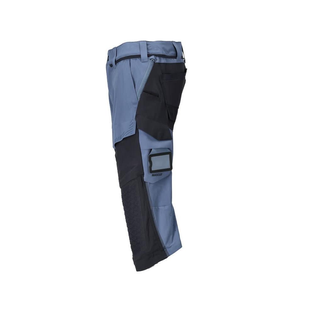 Driekwartbroek, kniezakken, stretch driekwartbroek, steenblauw/zwartblauw