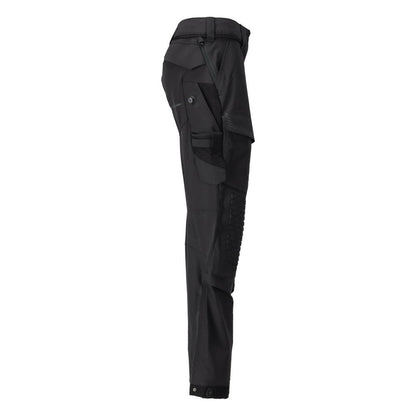 Broek met kniezakken, damesbroek, zwart