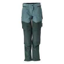 Broek met kniezakken, damesbroek, licht bosgroen/bosgroen