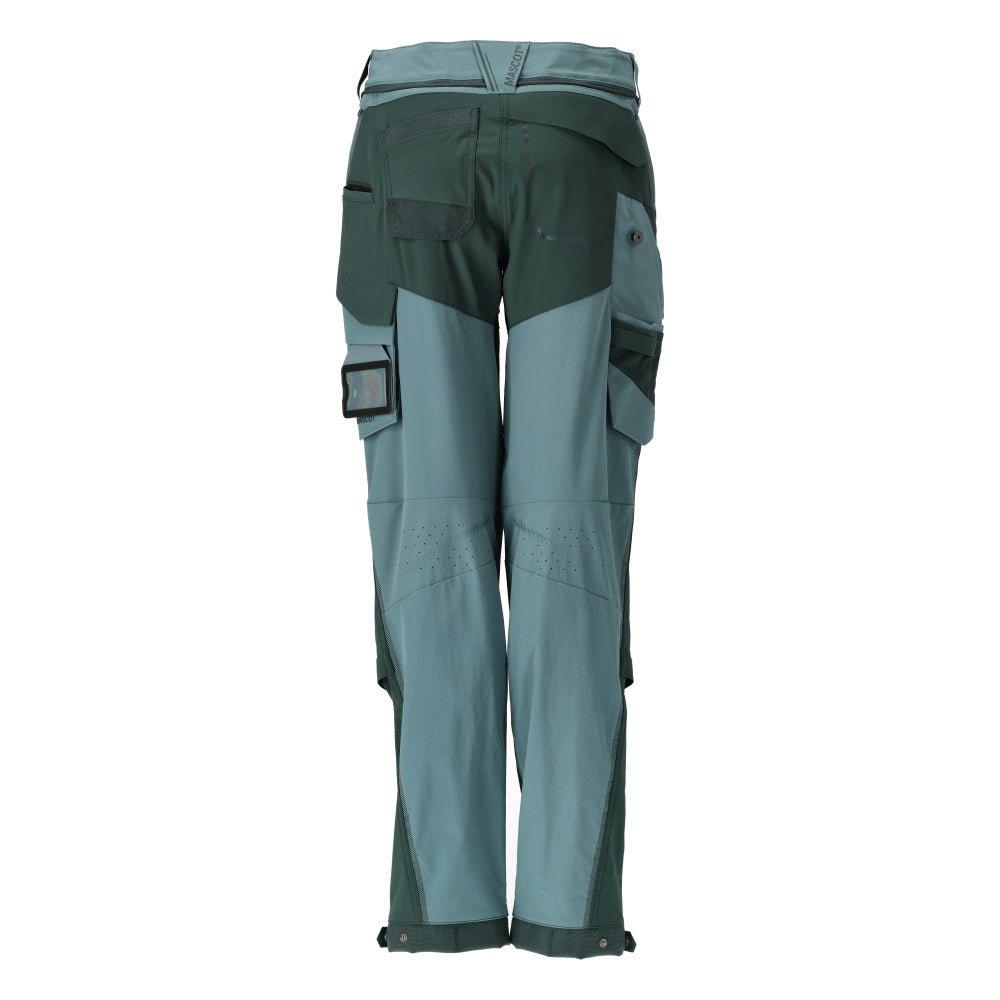 Broek met kniezakken, damesbroek, licht bosgroen/bosgroen