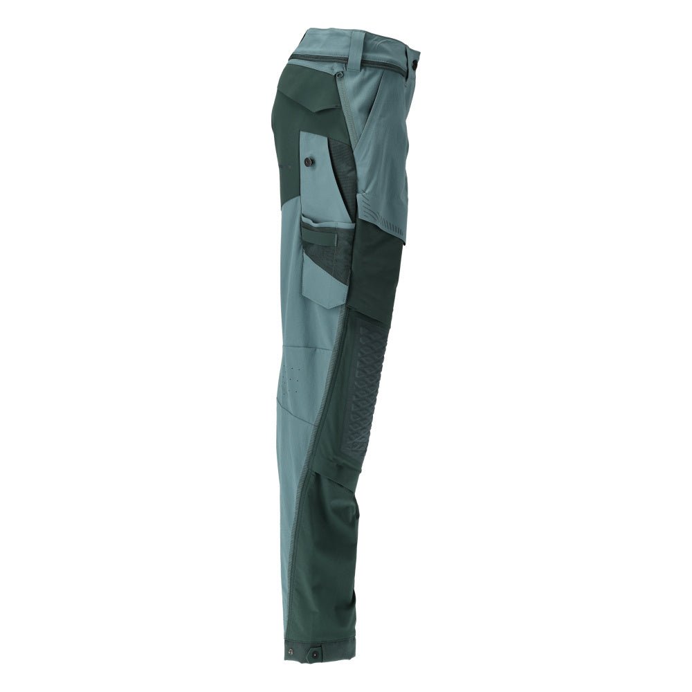 Broek met kniezakken, damesbroek, licht bosgroen/bosgroen