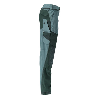 Broek met kniezakken, damesbroek, licht bosgroen/bosgroen