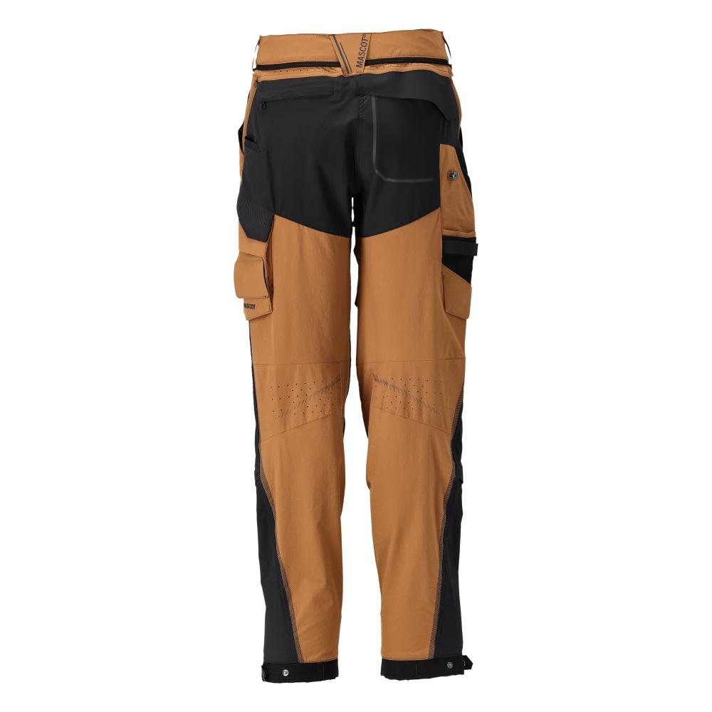 Broek met kniezakken, damesbroek, notenbruin/zwart