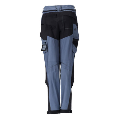Broek met kniezakken, damesbroek, steenblauw/zwartblauw