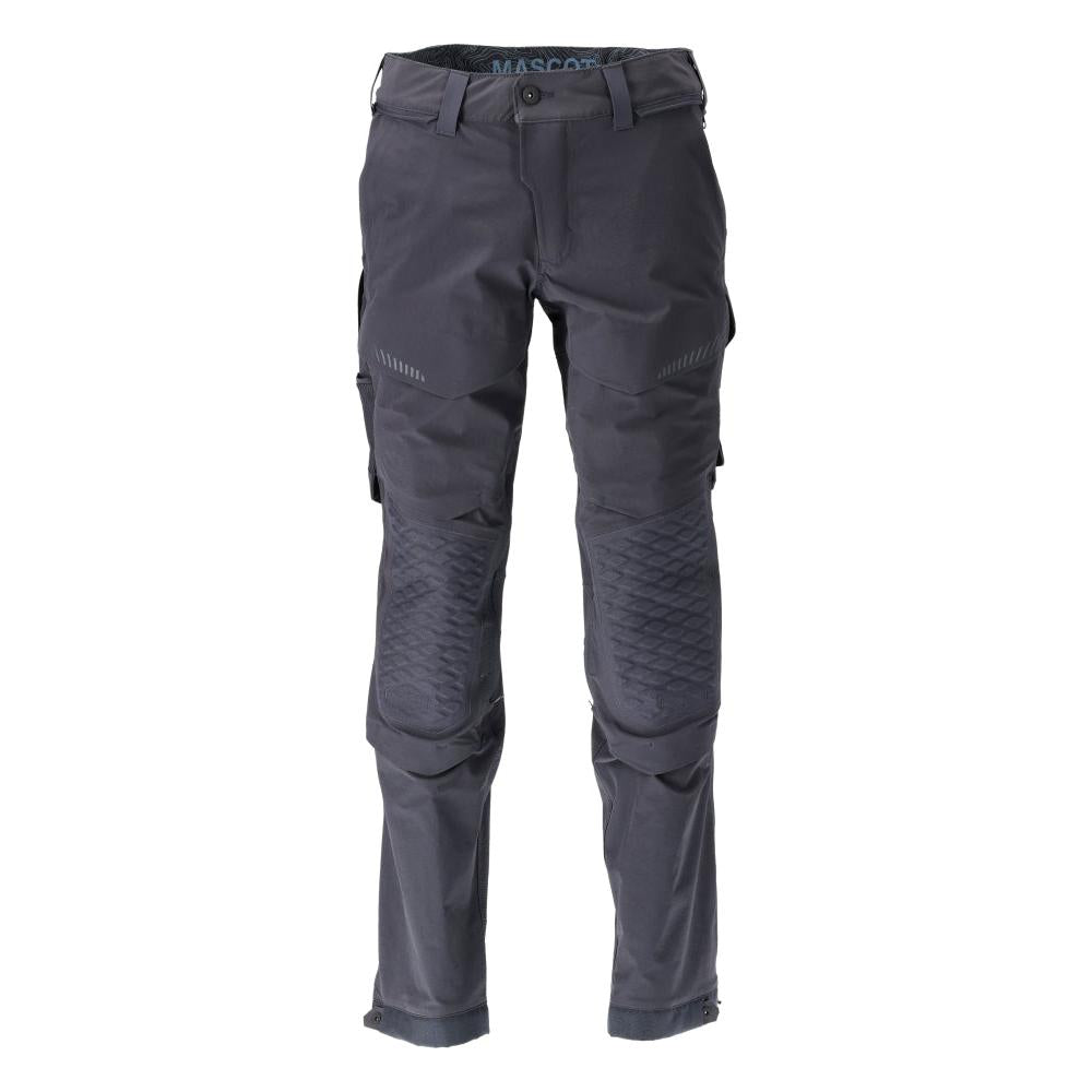Broek, kniezakken, stretch, lichte broek, zwartblauw