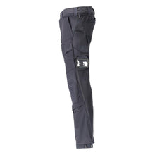 Broek, kniezakken, stretch, lichte broek, zwartblauw