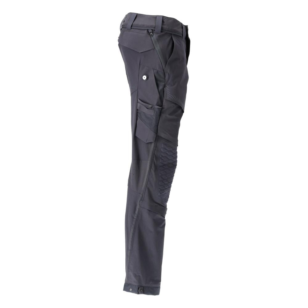 Broek, kniezakken, stretch, lichte broek, zwartblauw