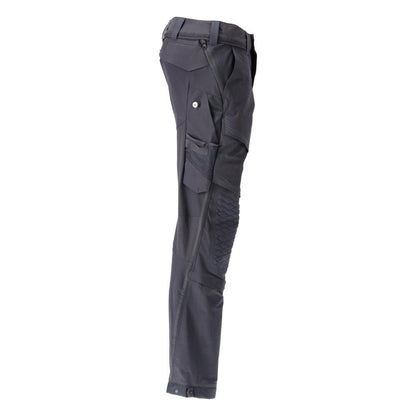 Broek, kniezakken, stretch, lichte broek, zwartblauw