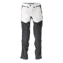 Broek, kniezakken, stretch, lichte broek, wit/antracietgrijs