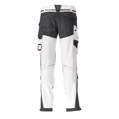 Broek, kniezakken, stretch, lichte broek, wit/antracietgrijs
