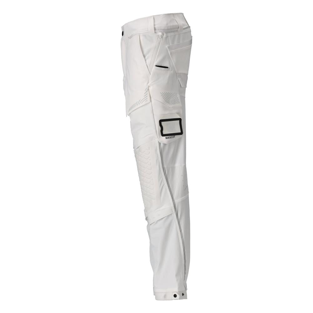 Broek, kniezakken, stretch, lichte broek, wit