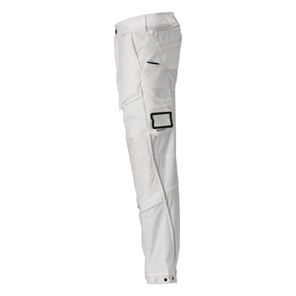 Broek, kniezakken, stretch, lichte broek, wit