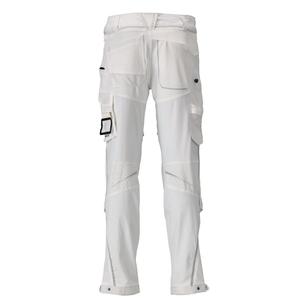 Broek, kniezakken, stretch, lichte broek, wit