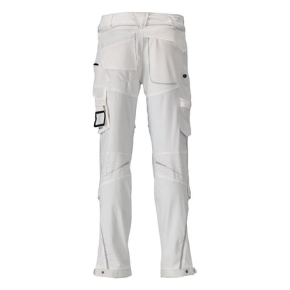 Broek, kniezakken, stretch, lichte broek, wit