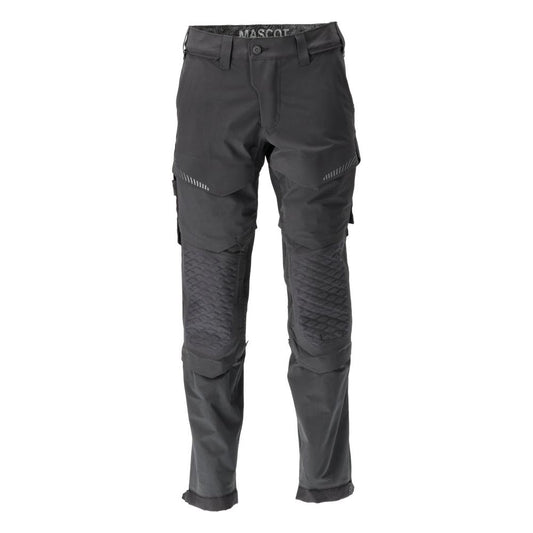Broek, kniezakken, stretch, lichte broek, zwart