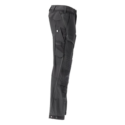 Broek, kniezakken, stretch, lichte broek, zwart