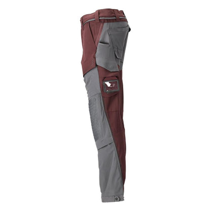 Broek, kniezakken, stretch, lichte broek, bordeaux/antracietgrijs