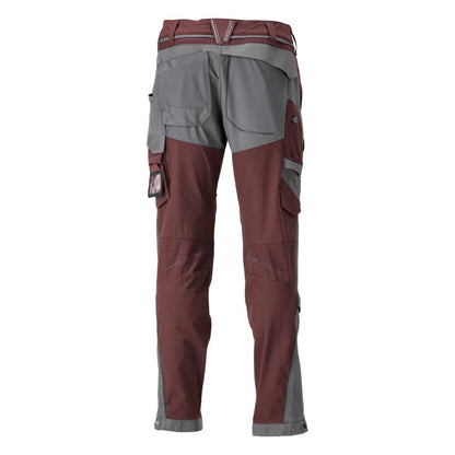 Broek, kniezakken, stretch, lichte broek, bordeaux/antracietgrijs