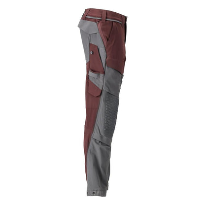 Broek, kniezakken, stretch, lichte broek, bordeaux/antracietgrijs