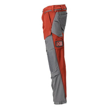 Broek, kniezakken, stretch, lichte broek, herfstrood/antracietgrijs