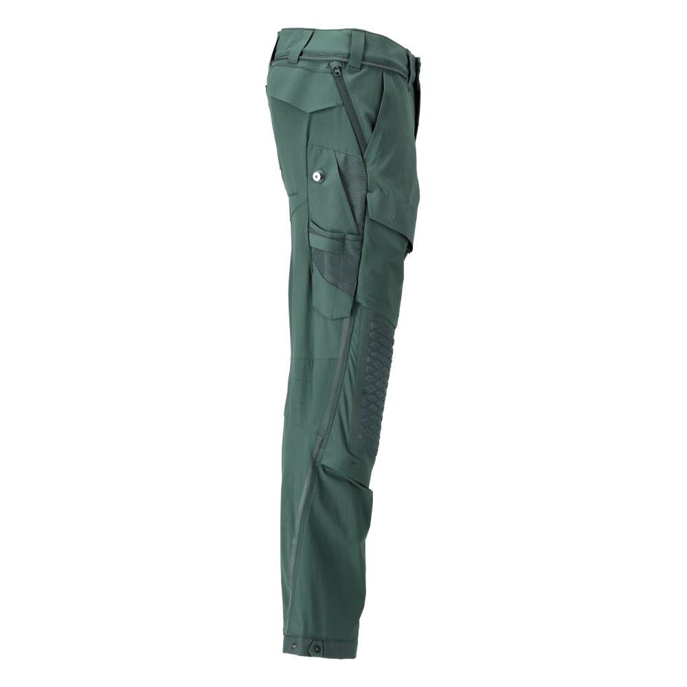 Broek, kniezakken, stretch, lichte broek, bosgroen