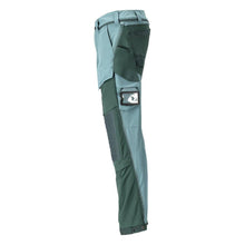 Broek, kniezakken, stretch, lichte broek, licht bosgroen/bosgroen