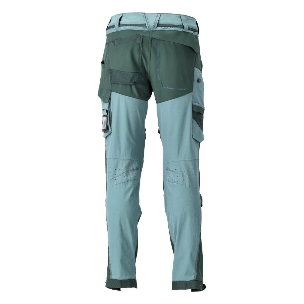 Broek, kniezakken, stretch, lichte broek, licht bosgroen/bosgroen