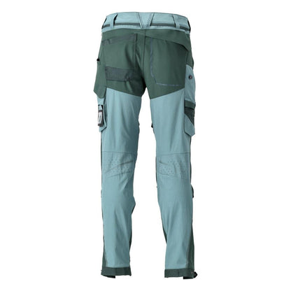 Broek, kniezakken, stretch, lichte broek, licht bosgroen/bosgroen