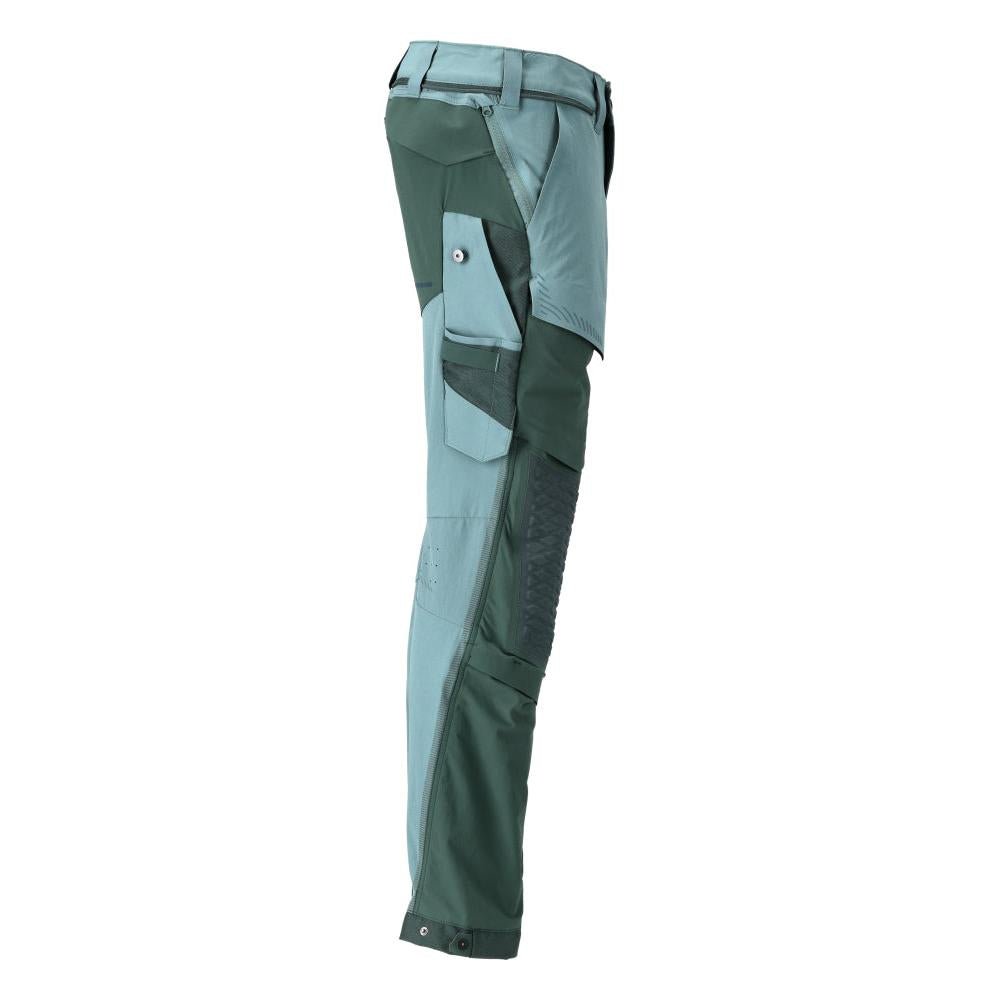Broek, kniezakken, stretch, lichte broek, licht bosgroen/bosgroen