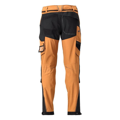 Broek, kniezakken, stretch, lichte broek, notenbruin/zwart