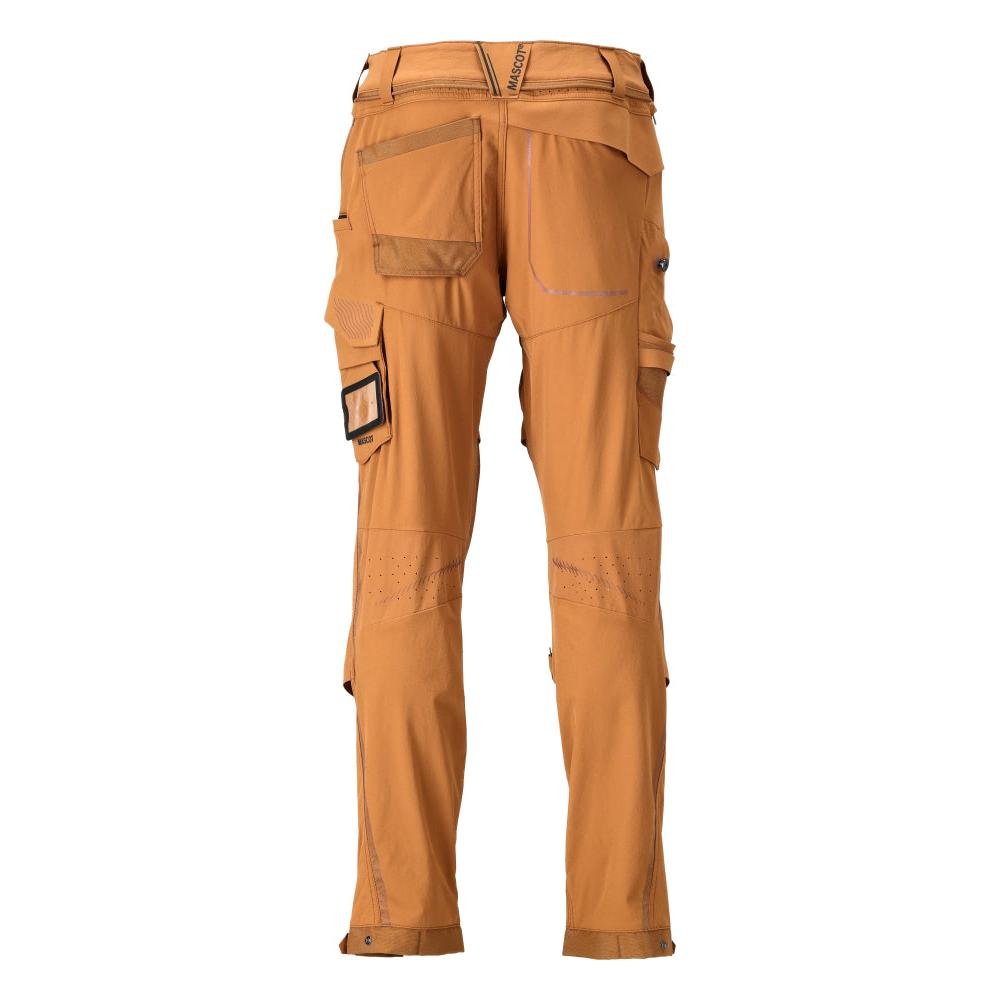 Broek, kniezakken, stretch, lichte broek, notenbruin