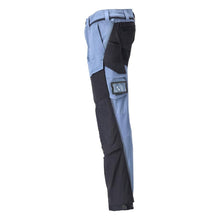 Broek, kniezakken, stretch, lichte broek, steenblauw/zwartblauw