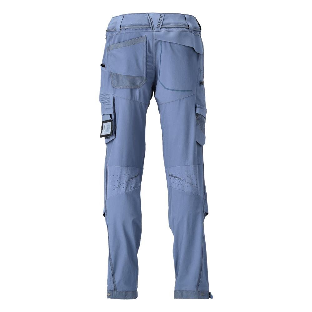 Broek, kniezakken, stretch, lichte broek, steenblauw