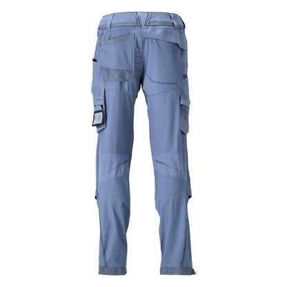 Broek, kniezakken, stretch, lichte broek, steenblauw