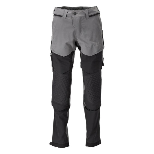 Broek, kniezakken, stretch, lichte broek, antracietgrijs/zwart