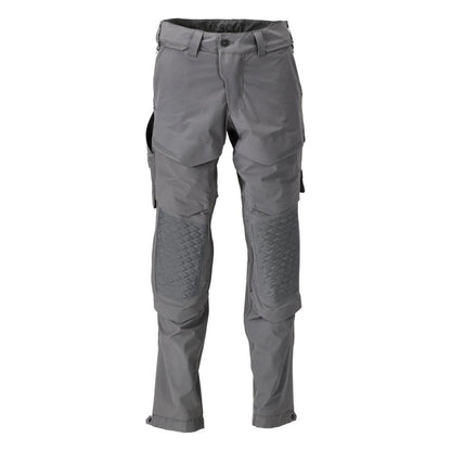 Broek, kniezakken, stretch, lichte broek, antracietgrijs