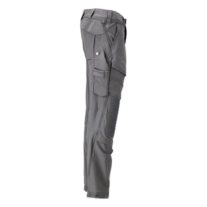 Broek, kniezakken, stretch, lichte broek, antracietgrijs