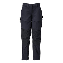 Broek met kniezakken, damesbroek, zwartblauw