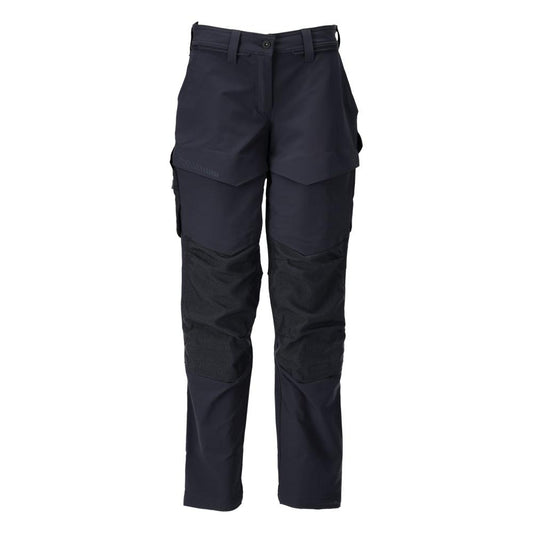 Broek met kniezakken, damesbroek, zwartblauw