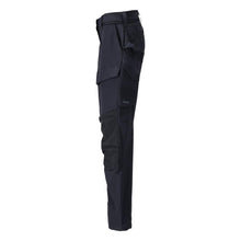 Broek met kniezakken, damesbroek, zwartblauw