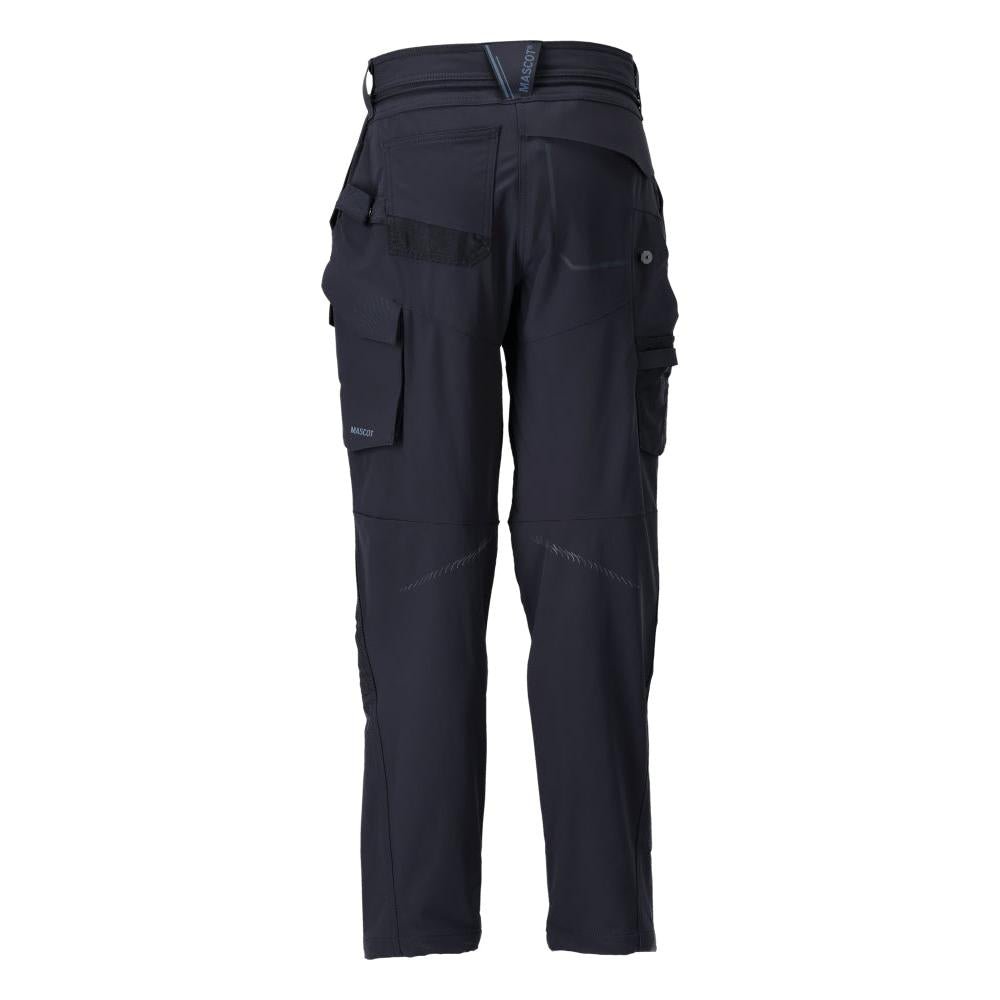 Broek met kniezakken, damesbroek, zwartblauw
