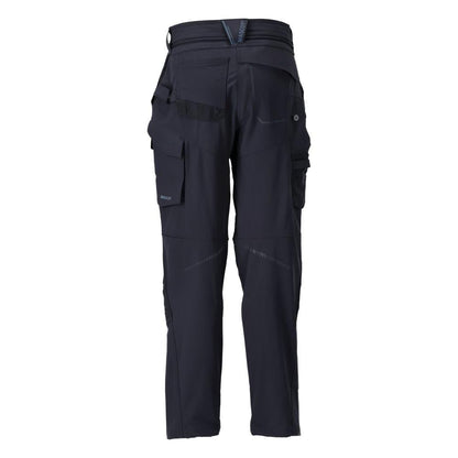 Broek met kniezakken, damesbroek, zwartblauw