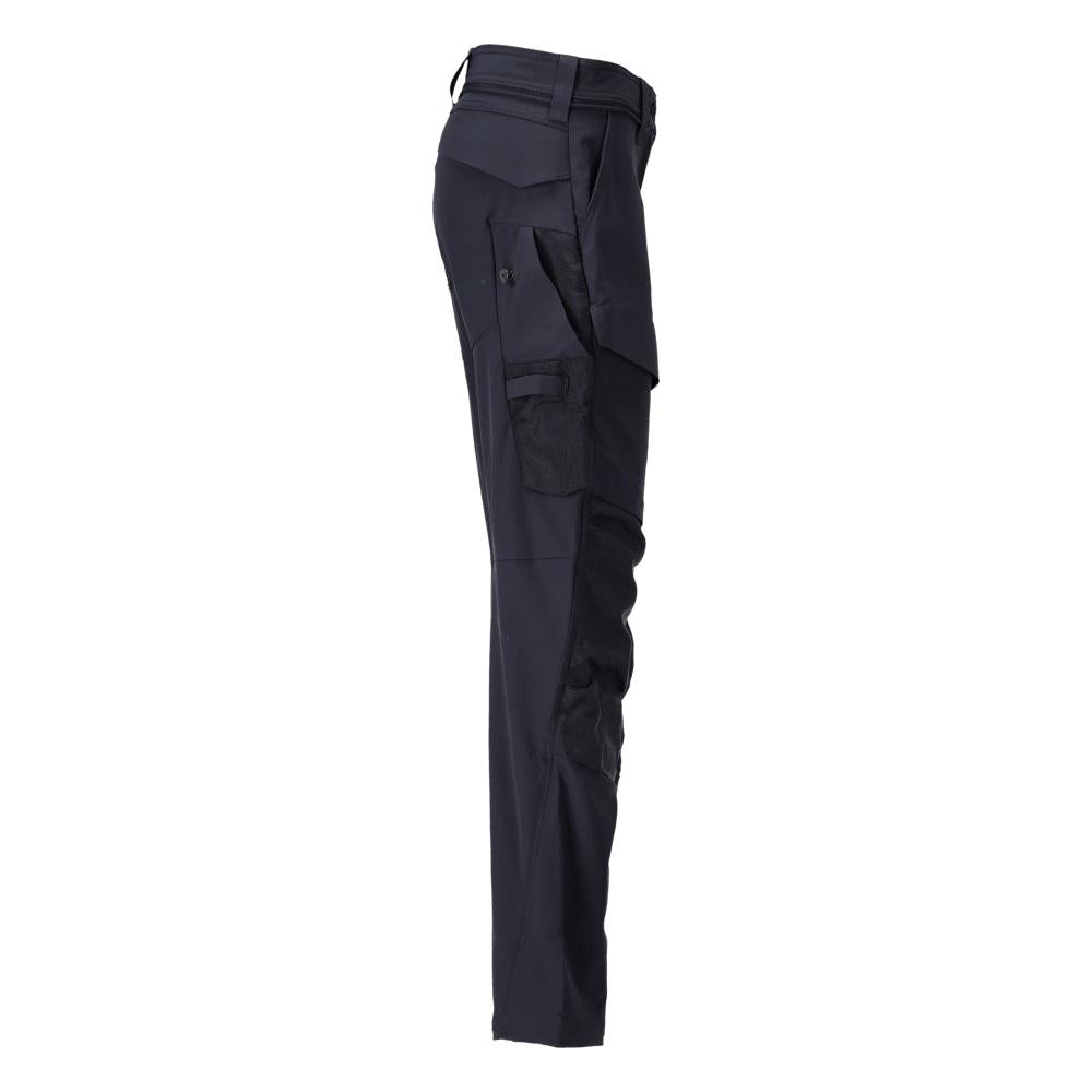 Broek met kniezakken, damesbroek, zwartblauw