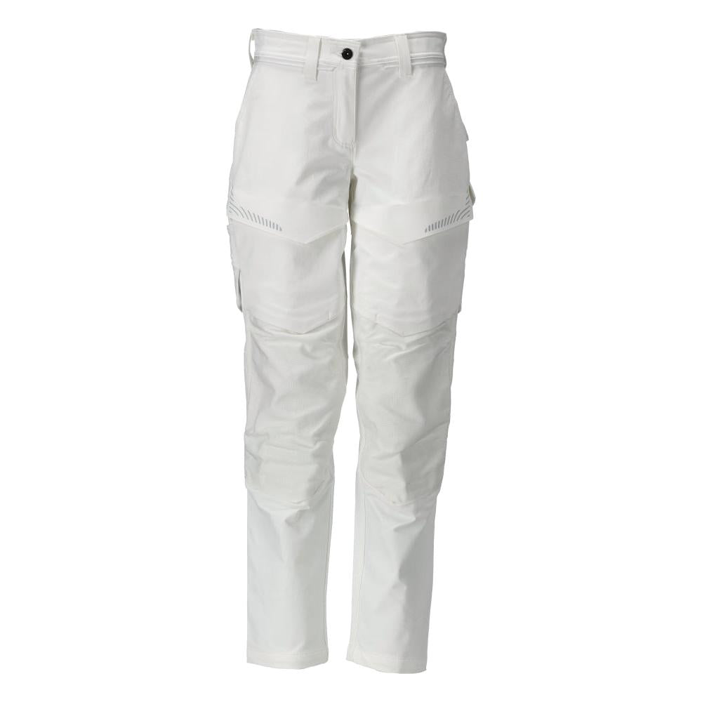 Broek met kniezakken, damesbroek, wit