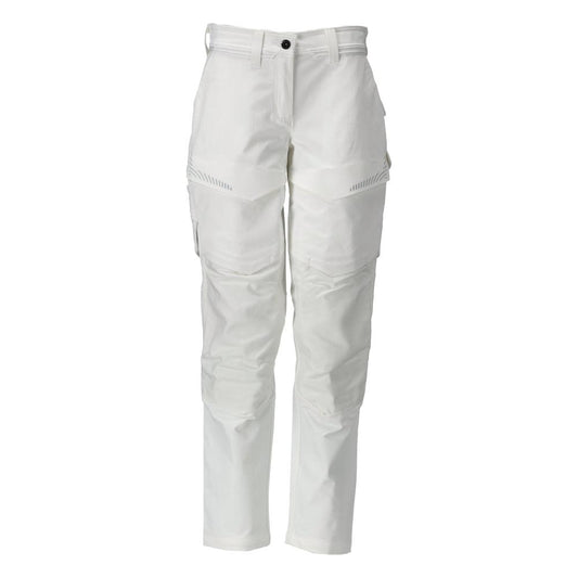 Broek met kniezakken, damesbroek, wit